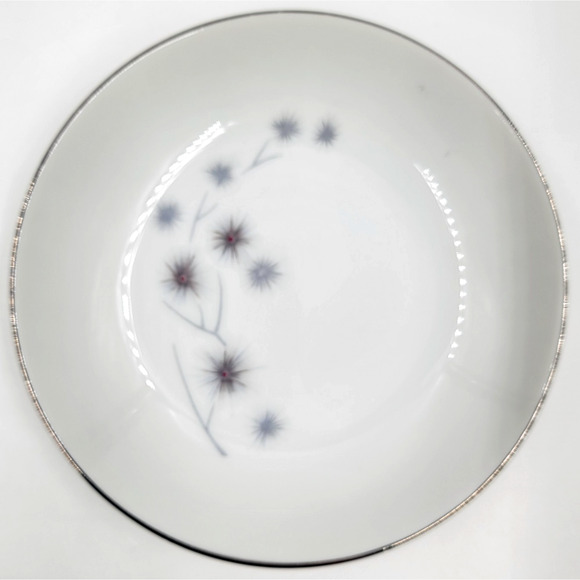 Creative Platinum Star Burst Fruit Dessert Bowl 5 1/2" Silver Trim Set of 2 - Picture 5 of 6